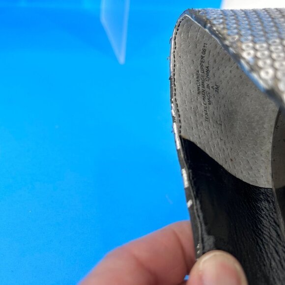 NWT NINE WEST METALLIC SILVER HEEL SEQUIN OPEN TOE HEELS - 7 - Picture 12 of 16